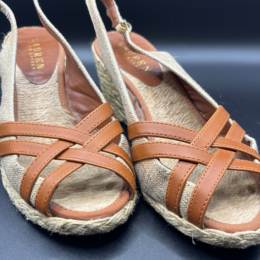 Lauren Ralph Lauren Candice Espadrille Sandals Tan/Brown 6B
